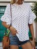 2024 Amazon Europa y Estados Unidos comercio exterior verano para mujer nueva ola lunares manga murciélago volantes camisa top para mujer