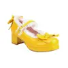 Zapatos para mujer de comercio exterior 2026 nuevo estilo Lolita, salones bajos con volantes, lazos, piel brillante, tacón medio, talla grande fabricante