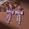 Agulha de Prata Zircônia Diamante Amor Borboleta Tassel Brincos Europeus e Americanos Exagerado Brincos Longos Nicho Light Brincos de Luxo