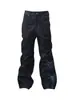 Comercio exterior jeans acampanados negros y rojos bordados de la alta calle americana para hombre, diseño único, pantalones rectos holgados y elegantes
