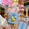 Montaña Wutai Oración por la Paz Amuleto de Oro Puro Bolsa de la Suerte Riqueza Instantánea Colgante para Coche Llavero de Oro Colgante para Bolsa Venta al por Mayor