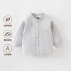 Top cálido para bebé para otoño e invierno, ropa de algodón fina para bebé de otoño, ropa interior para niños y niñas, ropa engrosada, algodón puro, acolchado de tres capas