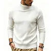 Suéter para Hombre 2026 Otoño/Invierno Nuevo Europeo y Americano Cuello Alto Color Sólido Rayado Corte Delgado Tejido de Punto Suéter Cálido Capa Base