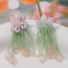 Pendientes de flores de vidrio tejidas con borlas largas de colores de súper hadas, pendientes hechos a mano, tocado, material colgante, venta al por mayor