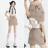 Mini Saia Cargo Slim de Cintura Alta com Bom Caimento para Figuras Pera, Textura de Alta Qualidade, Alonga as Pernas, Cobre os Quadris, Pode Ser Usada para Fora, Saia Bodycon