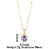 Collar Colgante de Acero Inoxidable Estilo Retro Lujo Ligero Girasol Circonia Cadena para Clavícula Cuadrado Ovalado Piedras Preciosas Multicolor para Mujer