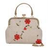 Bolsa feminina pequena de renda de palha, nova bolsa crossbody dourada 2024, estilo moderno, bolsa de ombro trançada