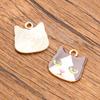 Colgante de aleación con forma de gatito de dibujos animados, 10 colores, 17 x 17 mm, accesorios de joyería para manualidades, KC, dorado, con impresión de aceite