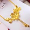 Loja de joias mesmo estilo estilo antigo ouro de areia flor de cinco pétalas colar conjunto noiva casamento corrente franja corrente clavícula feminina