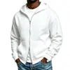 Moletom Cardigan com Capuz e Zíper Duplo Masculino, Jaqueta Grossa de Inverno e Outono com Forro de Fleece, Casaco Esportivo Casual Plus Size