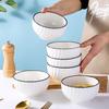 Bol de Arroz de Cerámica de 4.5 pulgadas Bol para Sopa Estilo Japonés Simple para el Hogar Rayas Diagonales Repujado Bol para Postre Bol para Ensalada