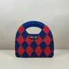 Bolso de Punto con Patrón de Diamantes, Bolso de Mano Tejido Fly-Knit Personalizado para Mujer, Bolso de Mano de Hilo de Invierno, Bolso Portátil, Estilo Nicho Coreano
