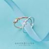 Anel de Prata S925 Feminino Estilo Coreano Pequeno Fresco Cravejado com Diamantes Anel de Amor Anel Doce em Formato de Coração R01828
