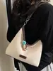 Bolsa de Axila Yuezi 2025 Estilo Verão Novo para Mulheres, Cor Sólida, Estilosa, Bolsa Tote de Grande Capacidade, Bolsa de Mão Simples para o Dia a Dia