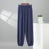 Calça Masculina de Verão Fina Cropped, Novo Estilo Algodão Seda, Tamanho Grande Casual para Casa com Pernas Afuniladas para Primavera e Verão