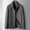 Jaqueta Masculina de Lã Outono e Inverno Gola de Seda de Amora Luxo Acessível Versão de Trabalho Casual Tendência com Forro de Penas de Pato