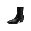 Botas elegantes e estilosas para aumentar a altura, slim-fit, outono e inverno 2026, salto médio, plataforma, bico redondo, elásticas, slim-fit, botas curtas para mulheres