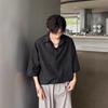 Camisa Texturizada Masculina Yuppie Britânico Design Camisa de Manga Curta de Alto Padrão Masculina Fina Estilista Roupa de Verão