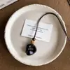 Pingente de madeira marrom geométrico com cordão trançado, colar longo para mulheres, simples, moderno, único, estiloso, versátil, gargantilha e corrente para suéter