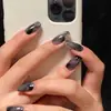 Uñas Postizas Vintage de Gama Alta con Degradado Estilo Europeo, Patrón de Tinta de Exportación, Uñas para el Día a Día que Realzan el Cutis, Lote Mixto de 24 Uñas Postizas