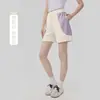 Shorts Deportivos Casuales Sueltos para Mujer con Bolsillos de Bloque de Color a un Lado, Shorts de Yoga Transpirables de Cintura Alta para Uso al Aire Libre