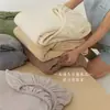Lençol de leite veludo cor sólida para outono e inverno, peça única; cobertor de fleece de coral quente e espesso, conjunto de três peças; cobertor de cama antiderrapante com forro de fleece