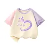 Camiseta de Manga Corta para Niña Verano Algodón Puro Niña 2026 Nuevo Estilo Moda Infantil Tops de Media Manga Verano Marca de Moda