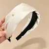 Faixa de cabeça de alta qualidade estilo coreano com aba larga, faixa de cabelo de tricô para outono e inverno, presilha para franja da testa, acessório de cabelo estilo vintage