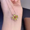 Colar de Peridoto Natural com Pedra Principal de Cristal Transparente 5*5mm, Montado em Prata 925, Processo de Galvanoplastia