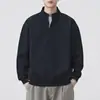 Sudadera con medio cierre estilo japonés para otoño e invierno, color liso para hombre, nuevo modelo 2026, peso pesado de 380 g, cuello alto, manga larga, moderna