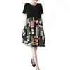 Vestido de Verano para Mujer con Curvas Ajuste Holgado Talla Grande Nuevo 2025 Manga Corta Vestido Suelto de Longitud Media para Mujer