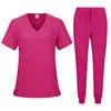 Uniforme de Enfermera Personalizado Tela de Poliéster Microelástica Estampado Ropa de Lavado de Manos para Clínica Ropa Médica Traje de Cirugía Pedir desde Una Pieza