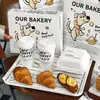 Bolsa de empaque para pan tostado de cachorro de caricatura, caja de papel para pan, bolsa de empaque para llevar, bolsa tote de papel DuPont con logotipo impreso