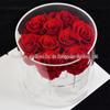 Caixa de flores redonda de acrílico de fábrica, caixa de presente de rosas para o Dia dos Namorados, caixa de flores de acrílico orgânico à prova de vazamentos
