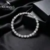 Pulsera Xuping con Piedras Artificiales Completamente Incrustadas, Lujo Ligero, Estilo Coreano Ins de Moda, Aleación de Cobre Chapada en Blanco, Elegante Joyería para Mujer