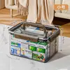 Caja de Almacenamiento para el Hogar de Gran Capacidad para Juguetes Caja de Almacenamiento de Acrílico Caja Transparente para Snacks Caja Portátil Sellada con Tapa Abatible