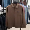 Camisetas de Manga Larga para Hombres de Mediana Edad y Mayores, Tops Rayados con Cuello de Solapa de Otoño, Camisas Polo Básicas Casuales para Papá, Ropa para Hombre con Bolsillo de Solapa Pantalones