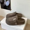 2026 Zapatillas de Algodón para Mujer Otoño/Invierno Post-Temporada Mules Uso Exterior Forro de Felpa Suela Gruesa Punta Cerrada Medias Zapatillas Moda Casual Tacón