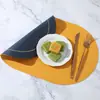 Fornecimento Direto da Fábrica Estilo Escandinavo Bicolor Contrastante Oval Couro Place Mats Hotel Casa Impermeáveis, À Prova de Óleo e Isolantes