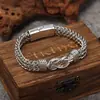 Pulsera Estilo Cubano para Hombre, Pulsera de Acero Inoxidable Doble Fila Punk Hip-Hop, Artículo Popular de Venta Caliente Transfronteriza en Europa y América