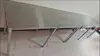 Mesa Plegable de Acero Inoxidable, Mesa Larga para Uso en Exteriores, Mesa Comercial Portátil para Mercados Nocturnos, Barbacoas y Montaje de Puestos, con Hueco Alto para Colocar Artículos