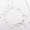 Pulsera de Tobillo de Perlas de Moda Europea y Americana de Venta Caliente, Pulsera de Doble Capa Hecha a Mano, Joyería Versátil Personalizada