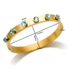 Pulseira Feminina de Luxo Transfronteiriça Incrustada com Zircônia Redonda Verde Rosa Aço Inoxidável Pulseira de Zircônia Joia Moda Nova