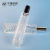 Botella de Vidrio Transparente con Patrón de Rombo Rectangular para Perfume, Botella con Atomizador, Botella Vacía Dispensadora de Cosméticos, Botella Portátil de Muestra