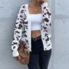 Estación Independiente de Amazon Comercio Exterior Ropa de Mujer 2024 Otoño Nuevo Cardigan con Estampado de Leopardo Tejido Jacquard Chaqueta Suéter