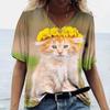 Camiseta de manga corta con cuello en V y estampado de conejo para mujer, estilo europeo y americano, de Amazon, combinable con todo, 2025