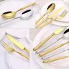 Nuevo Juego de Cubiertos de Acero Inoxidable de Alta Calidad Chapado en Oro Estilo Western Krim para Hotel, Cuchillo para Bistec, Tenedor, Cuchara, Juego de Cinco Piezas