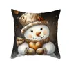 Almohada Decorativa de Muñeco de Nieve Navideño Nuevo Transfronterizo de Amazon, Funda de Cojín Decorativa para Dormitorio, Sala de Estar y Oficina
