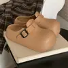 Sandálias Birkenstock Impermeáveis de Solado Grosso para Mulheres, Novos Tamancos Casuais de Exterior Estilosos e Fofos com Biqueira Redonda, Meias Sapatilha de Verão