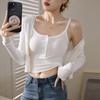 Camisola Popular Transfronteriza con Botones para Mujer, Nuevo Estilo Verano 2026, Color Sólido Moda Ropa Interior Top Básico